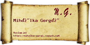 Mihálka Gergő névjegykártya